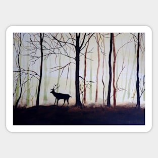 Buck in Trees Painting Sticker